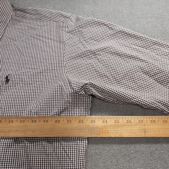 Vintage Ralph Lauren Blake Shirt Men M Brown‎ Gingham Button Down Two-Ply Cotton - Picture 5 of 8